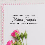 FROM THE LIBRARY OF READ IT LOVE IT RETURN IT RUBBER STAMP<br><div class="desc">Stamp all your books with your name or custom text, to let borrowers know where to return the book and help prevent accidental book theft. "From the library of" text and "read it love it return it" text can both be changed if desired; Add your name for a personal touch...</div>