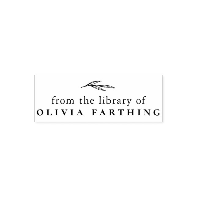 From The Library Of | Simple Elegant Botanical Self-inking Stamp (Design)