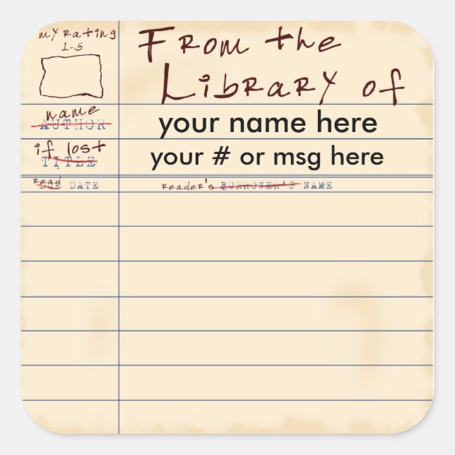 From the Library of Square Sticker (Front)