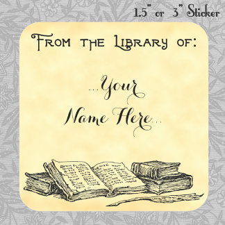 From the Library of Vintage Books Custom Bookplate Square Sticker