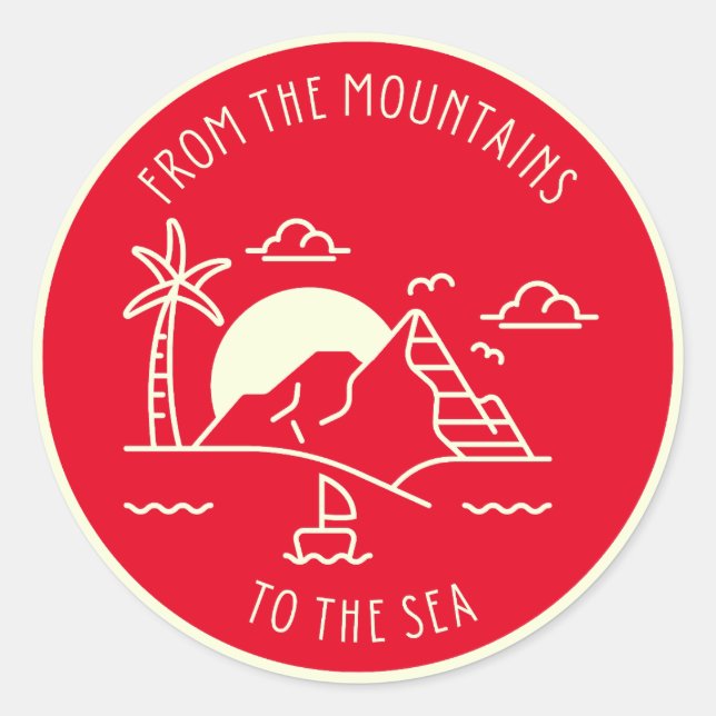 From the Mountains to the Sea Classic Round Sticker (Front)