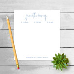 "From the Mum of" Note to School, Blue Notepad<br><div class="desc">These notepads will make a perfect gift or addition to your desk.  Customise the notepad with your children's names and your contact info at the bottom.  Use the Customise feature to change the font or layout of the text.</div>