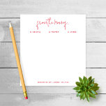 "From the Mum of" Note to School, Red Notepad<br><div class="desc">These notepads will make a perfect gift or addition to your desk.  Customise the notepad with your children's names and your contact info at the bottom.  Use the Customise feature to change the font or layout of the text.</div>