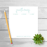 "From the Mum of" Note to School, Teal Notepad<br><div class="desc">These notepads will make a perfect gift or addition to your desk.  Customise the notepad with your children's names and your contact info at the bottom.  Use the Customise feature to change the font or layout of the text.</div>