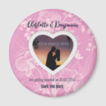 From the Pink Heart | Wedding | Save The Date Magnet<br><div class="desc">Make your wedding Save The Date extra special with our customisable magnet featuring a beautiful orchid flower background and a heart-shaped frame. Add your own photo to make it truly unique and personalised. With customisable text, you can make sure your guests get all the details they need for your special...</div>