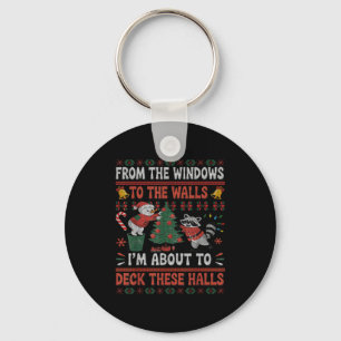 From The Windows To The Walls Raccoon Christmas Ug Key Ring