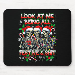From The Windows To Walls Deck These Halls Raccoon Mouse Pad