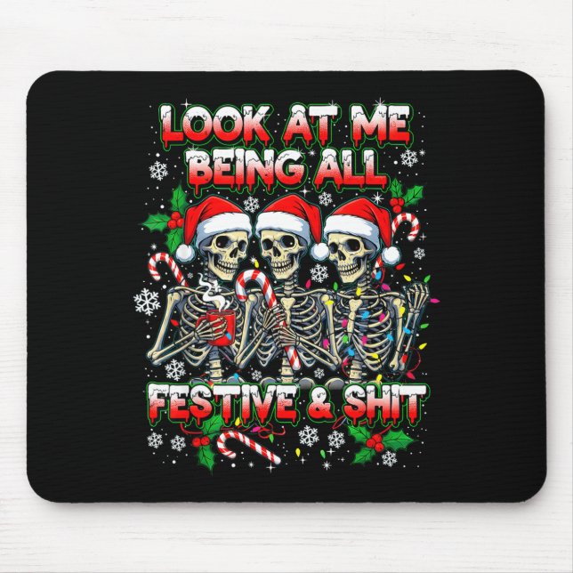 From The Windows To Walls Deck These Halls Raccoon Mouse Pad (Front)