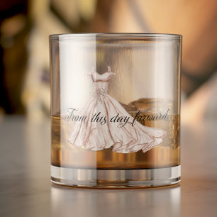 From This Day Forward Elegant Wedding Dress Whiskey Glass