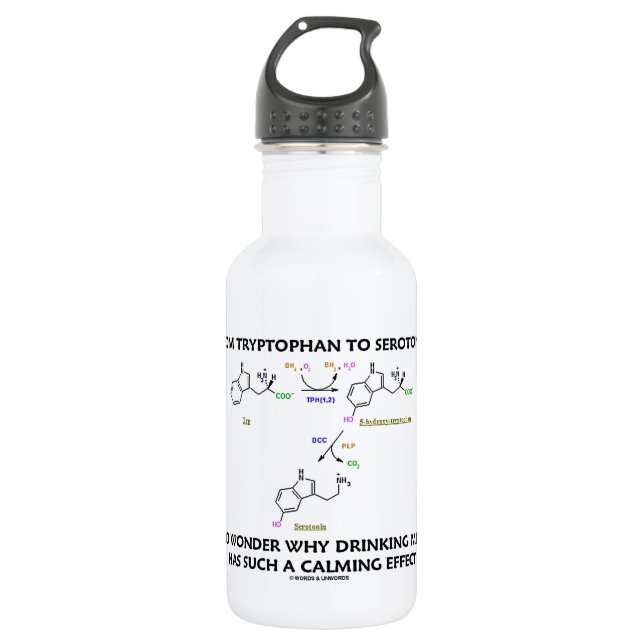 From Tryptophan To Serotonin (Chemistry Humour) 532 Ml Water Bottle (Front)
