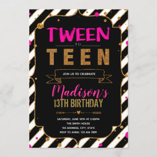 From tween to teen theme invitation