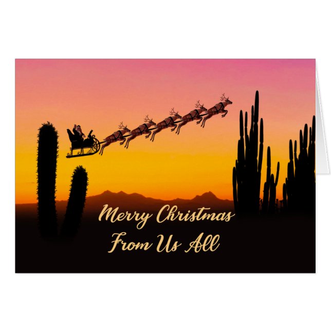 From Us All Christmas Santa Over Desert (Front Horizontal)
