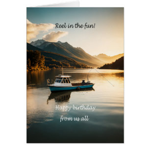 From Us All Fishing From a Boat Birthday