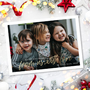 From us with love one photo holiday card