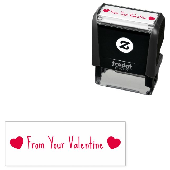 From Your Valentine with 2 Hearts Text Template Self-inking Stamp (In Situ)