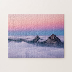 Fronalpstock mountains Switzerland pink sky Jigsaw Puzzle