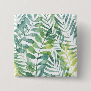 Frond Waltz - Palm Frond Leaves 15 Cm Square Badge