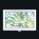 Frond Waltz - Palm Frond Leaves Business Card Holder<br><div class="desc">Frond Waltz I by Grace Popp. Features tropical greenery in a watercolor-like style.</div>