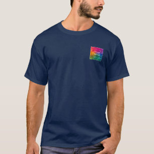 Front And Back Design Navy Blue Add Image Logo T-Shirt