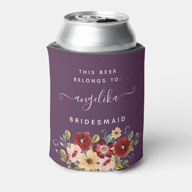 Front and Back Floral Custom Wedding Can Cooler (Can Back)