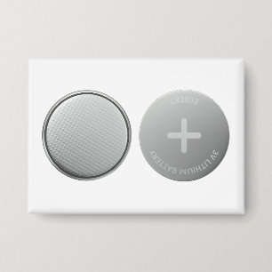 Front and back view of CR2032 lithium button cell 