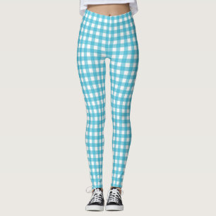 Front and back views of leggings with a blue
