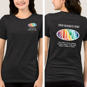 Front Back Custom Printed Business Logo Modern Tri-Blend Shirt