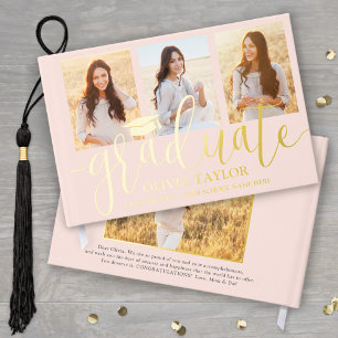 Front & Back Photos Graduation Blush Pink Keepsake Guest Book