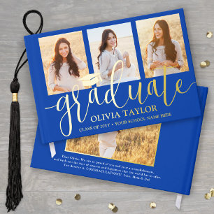 Front & Back Photos Graduation Royal Blue Keepsake Guest Book