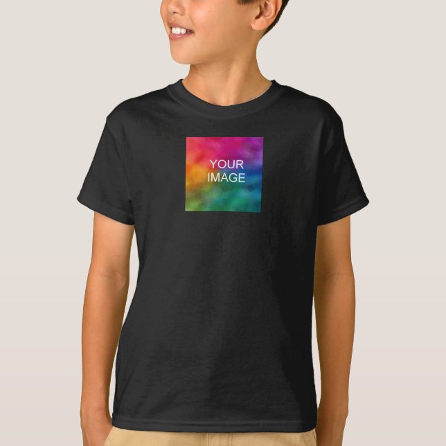 Front & Back Print Add Photo Text Kids Boys Basic T-Shirt (Front)