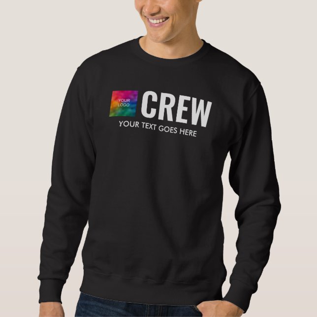 Front & Back Print Black Custom Mens Staff Crew Sweatshirt (Front)