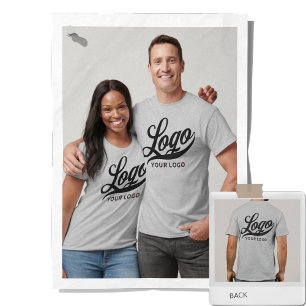 Front +Back print. Business logo Grey Men Women T-Shirt
