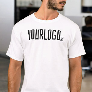Front +back print Business logo Modern brand White T-Shirt
