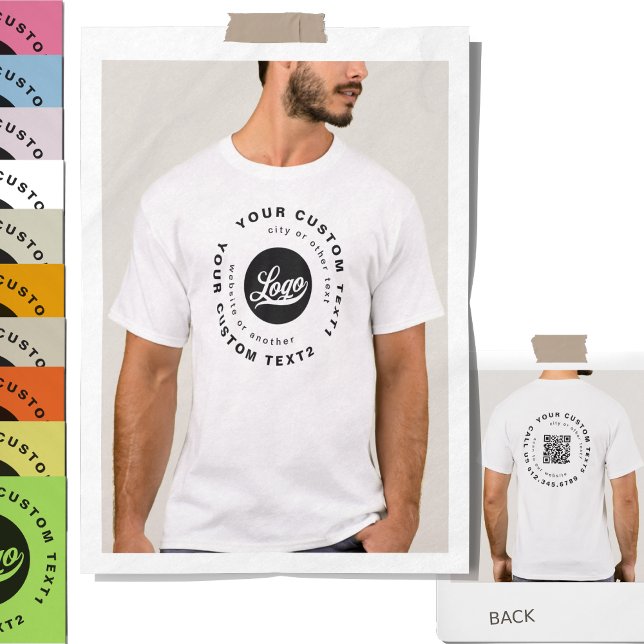 Front +Back print. Business logo QR code Women Men T-Shirt (Creator Uploaded)