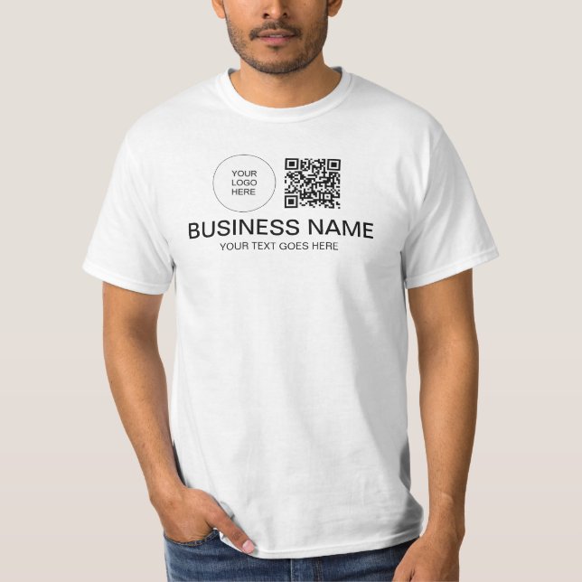 Front & Back Print Template Mens QR Code Logo Work T-Shirt (Front)
