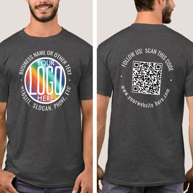 Front Back Printed Company QR Code & Logo Business T-Shirt (Creator Uploaded)