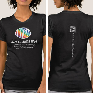 Front Back Printed Your Business Logo & QR Code T-Shirt