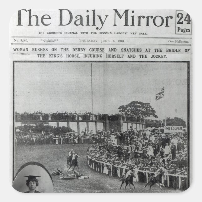 Front cover of 'The Daily Mirror' Square Sticker (Front)