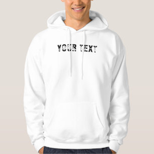 Front Design Custom Template Your Text Men's White Hoodie