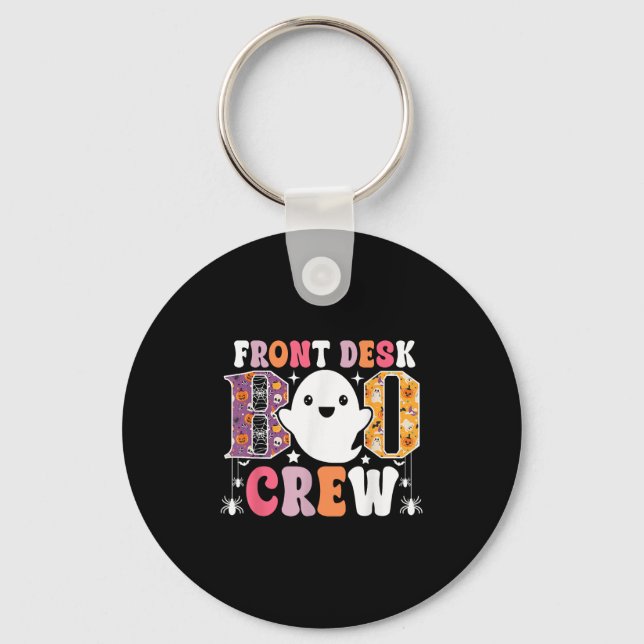 Front Desk Boo Crew Funny Ghost Halloween Receptio Key Ring (Front)