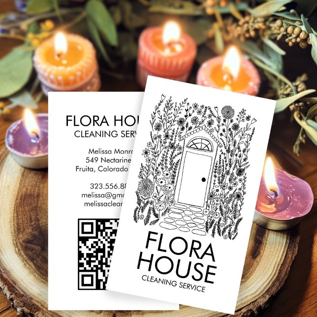 FRONT DOOR House Cleaning Yardwork Garden QR Code Business Card (FRONT DOOR House Cleaning Yardwork Garden QR Code Business Card
)