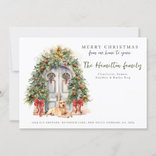Front Door With Labrador Christmas Holiday Card