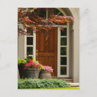 Front Door Wood Closed Real Estate Pot Flowers