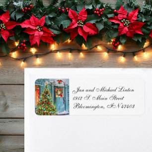 Front Door Wreath Personalise Return Address Label