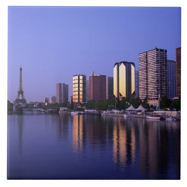 Front du Seine and Eiffel Tower, Paris, France Ceramic Tile (Front)