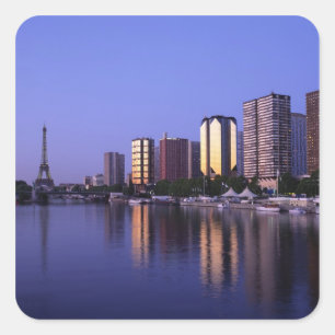 Front du Seine and Eiffel Tower, Paris, France Square Sticker