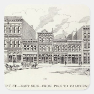Front East side Pine and California Square Sticker
