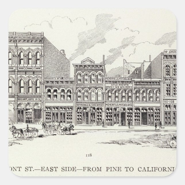 Front East side Pine and California Square Sticker (Front)