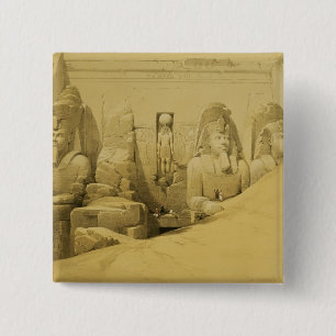 Front Elevation of the Great Temple of Aboo Simbel 15 Cm Square Badge