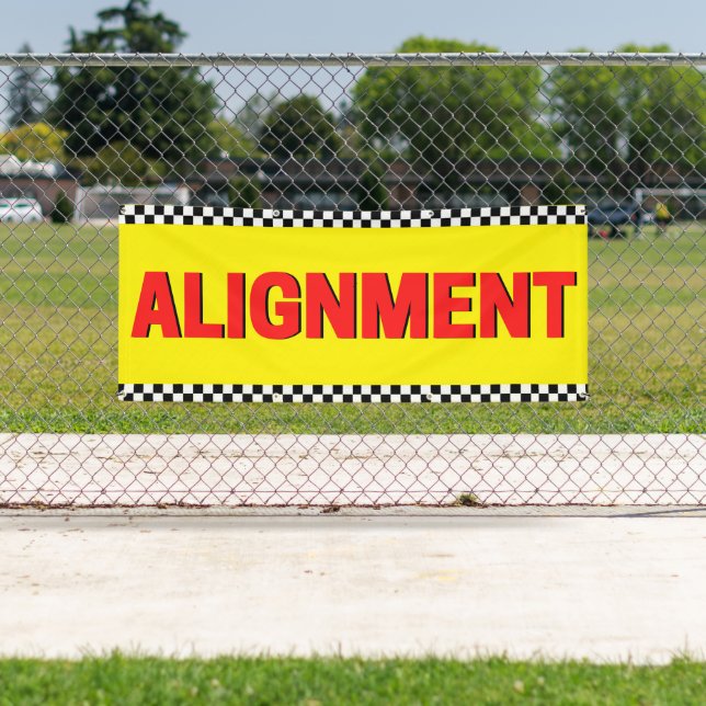 Front End Alignment Automotive Shop Large Yellow Banner (Insitu)